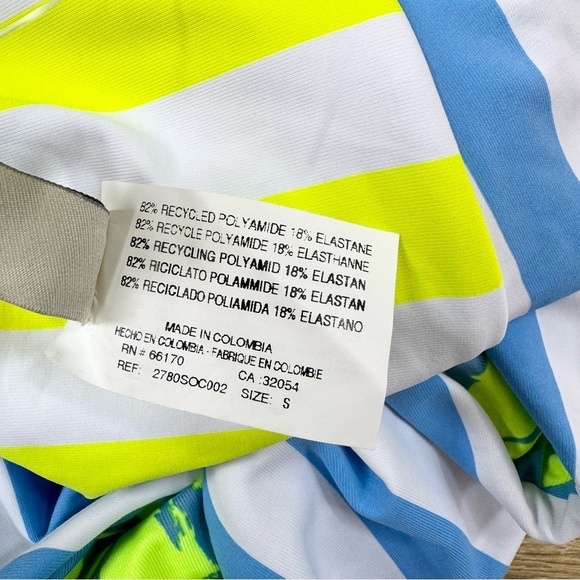 New Maaji Bluebell Stripe Kristi One Piece Swim Reversible Green Blue Small - Picture 10 of 17